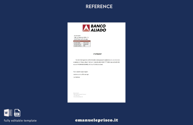 modello di riferimento chiusura stile Panama Banco Aliado verificato